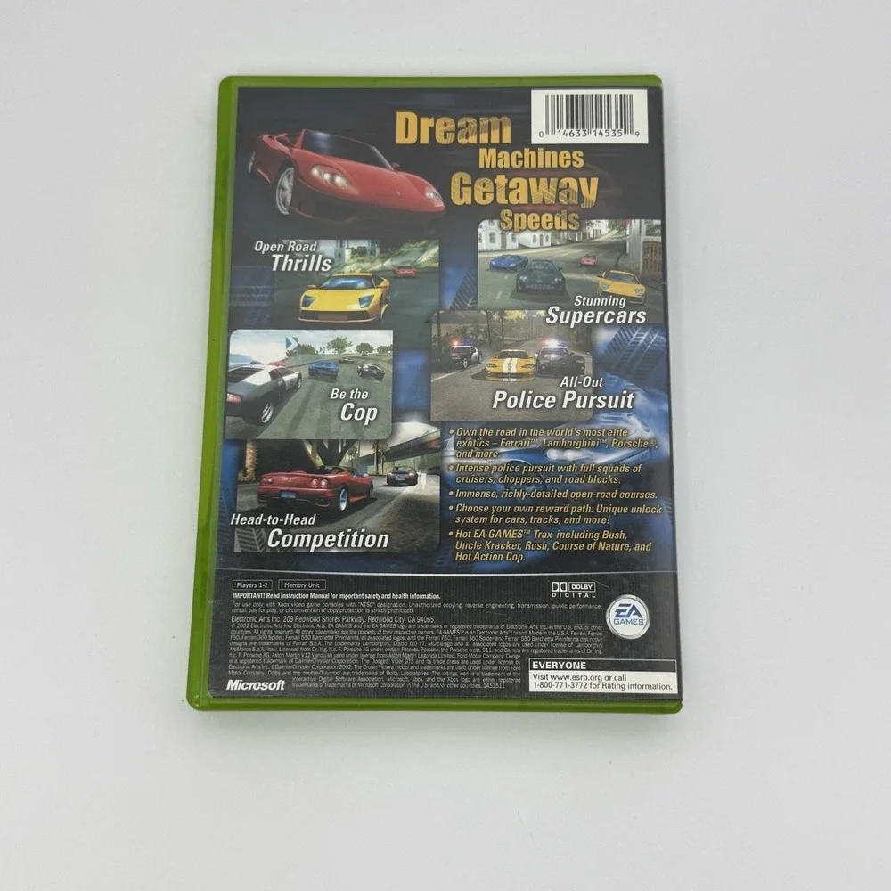 Need for Speed: Hot Pursuit 2 (Microsoft Xbox, 2002) Case and Game Only Working